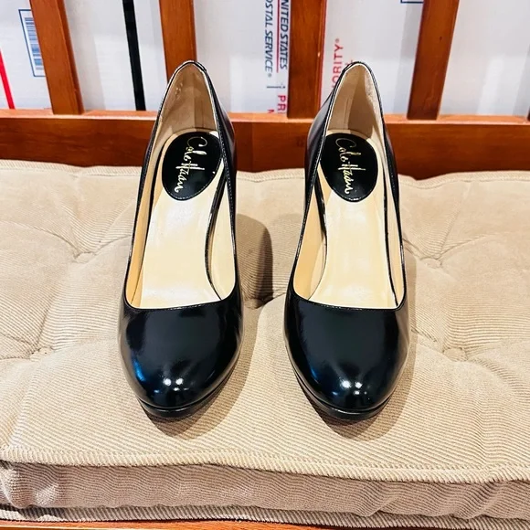 Calvin Klein Glossy Black Heels - Picture 1 of 9